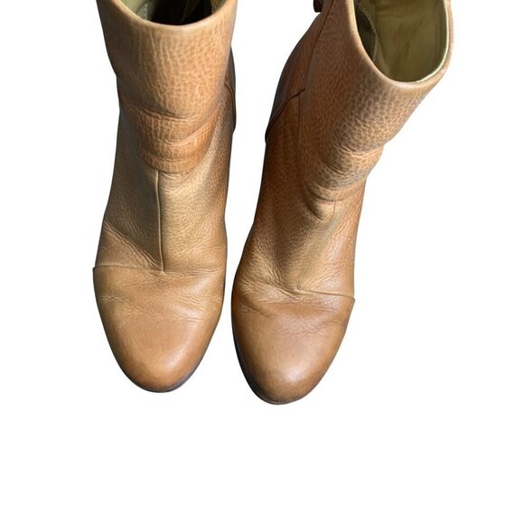 Rag & Bone Newbury booties size 9 tan grained leather 3.5’ block heel - Picture 3 of 9